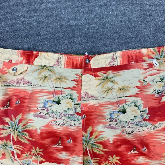 Lands End Hoffman California Swim Trunk Men XXL 2XL Floral Red Brief Lined Short - Picture 3 of 14